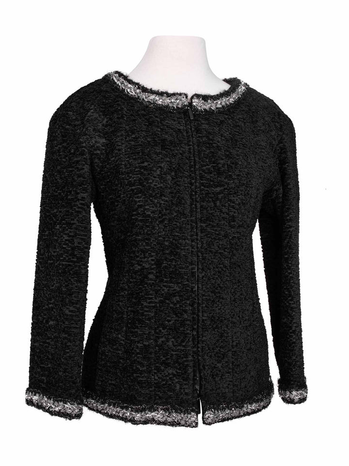 Top Quality Chanel Tweed Fringe Fitted Jacket Black
