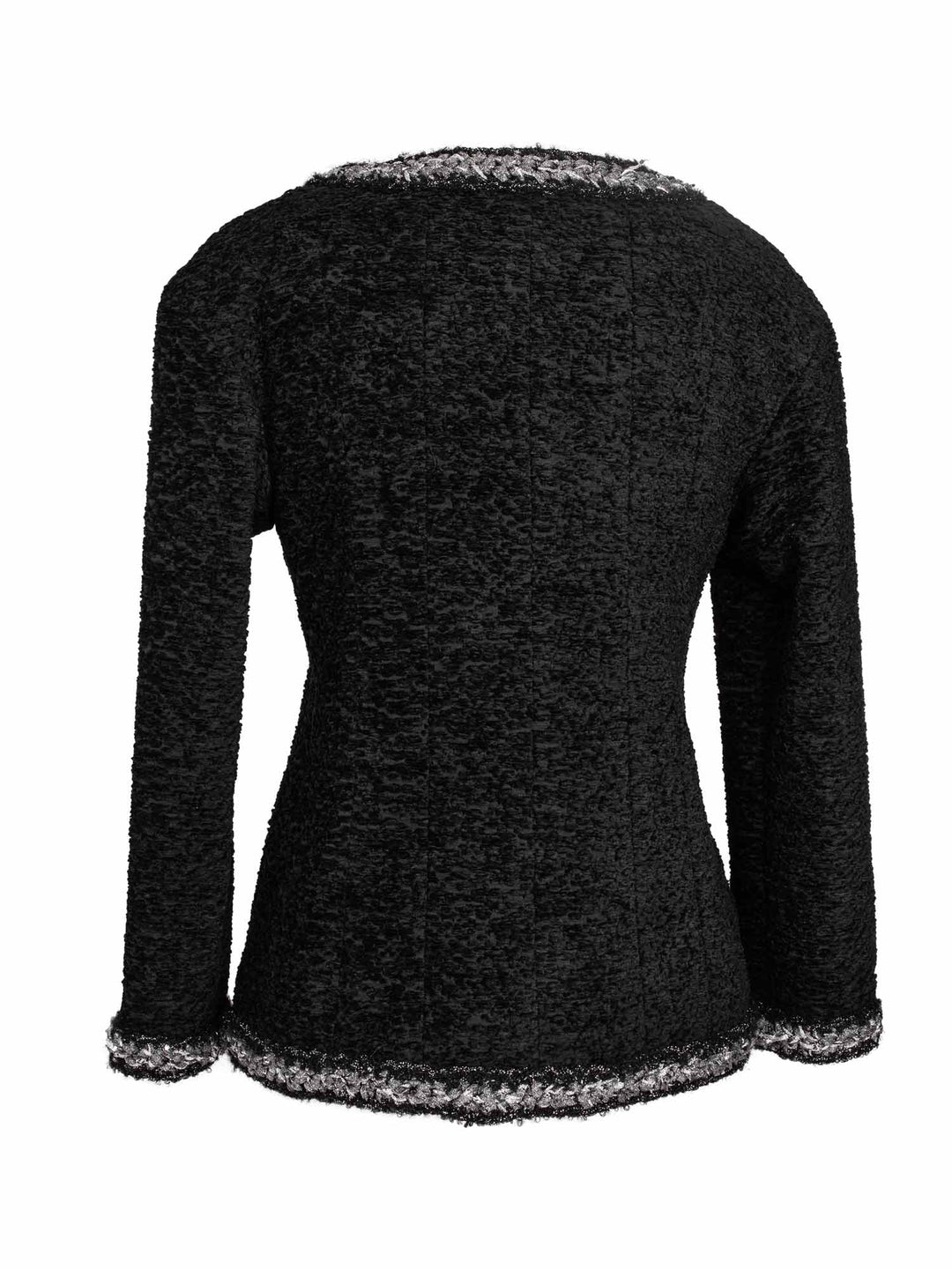 Top Quality Chanel Tweed Fringe Fitted Jacket Black