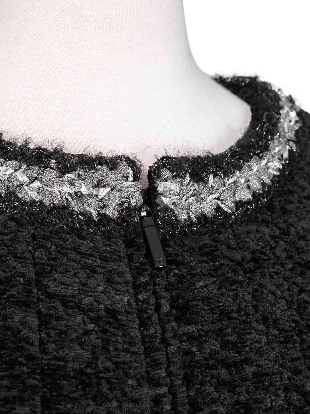 Top Quality Chanel Tweed Fringe Fitted Jacket Black