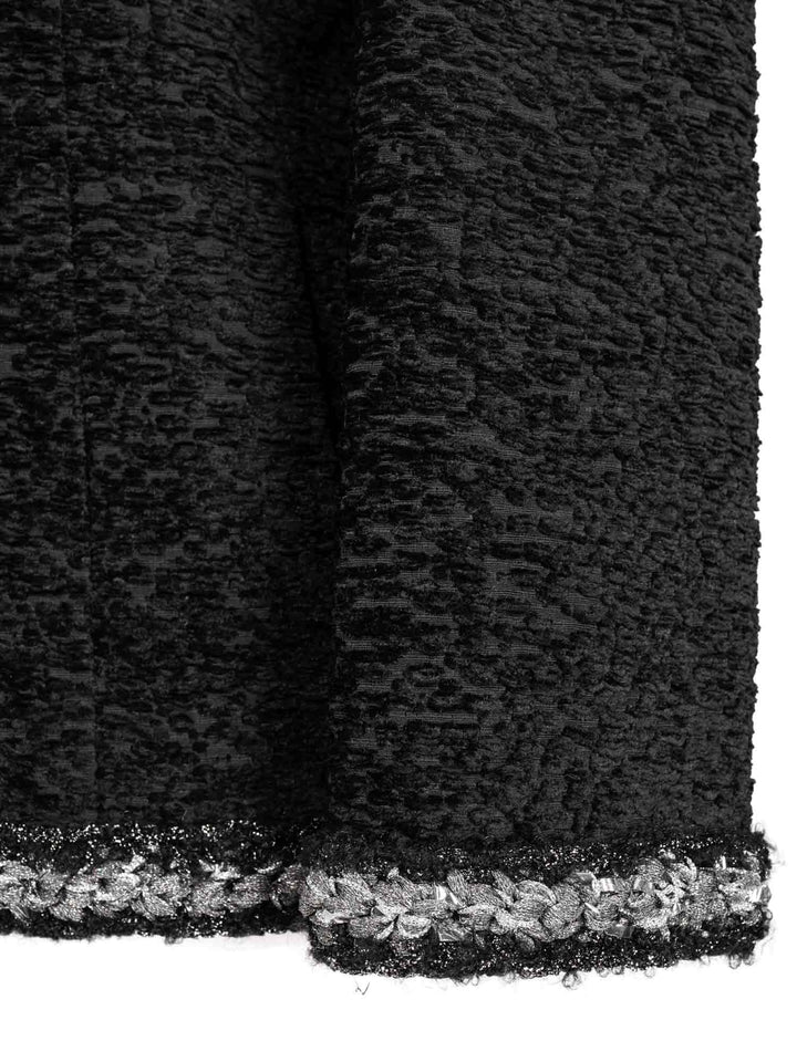 Top Quality Chanel Tweed Fringe Fitted Jacket Black