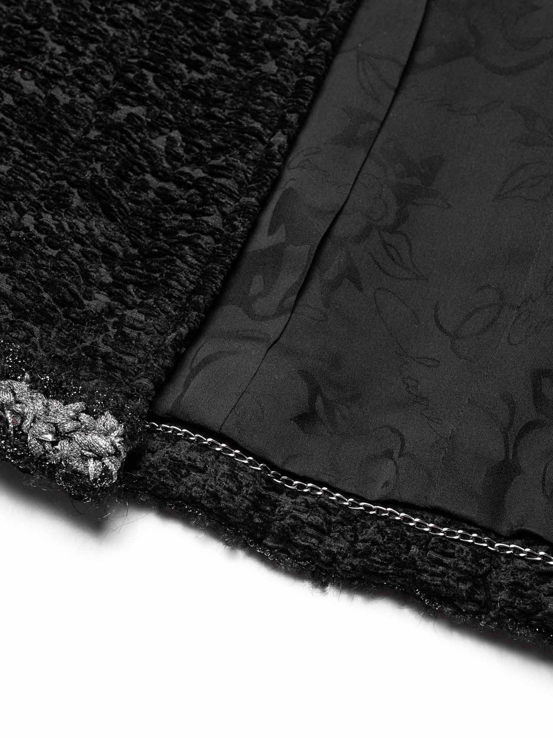 Top Quality Chanel Tweed Fringe Fitted Jacket Black