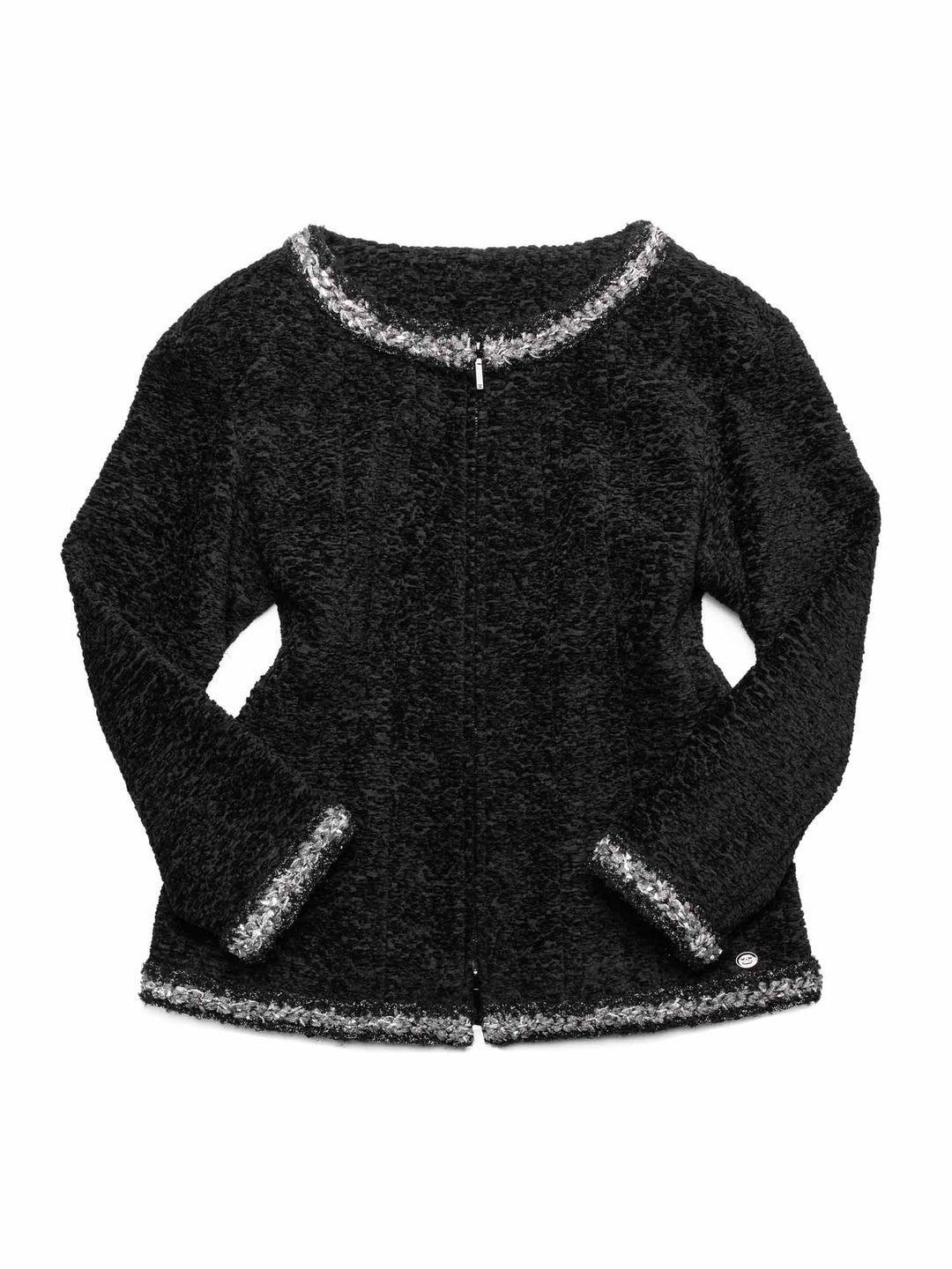 Top Quality Chanel Tweed Fringe Fitted Jacket Black