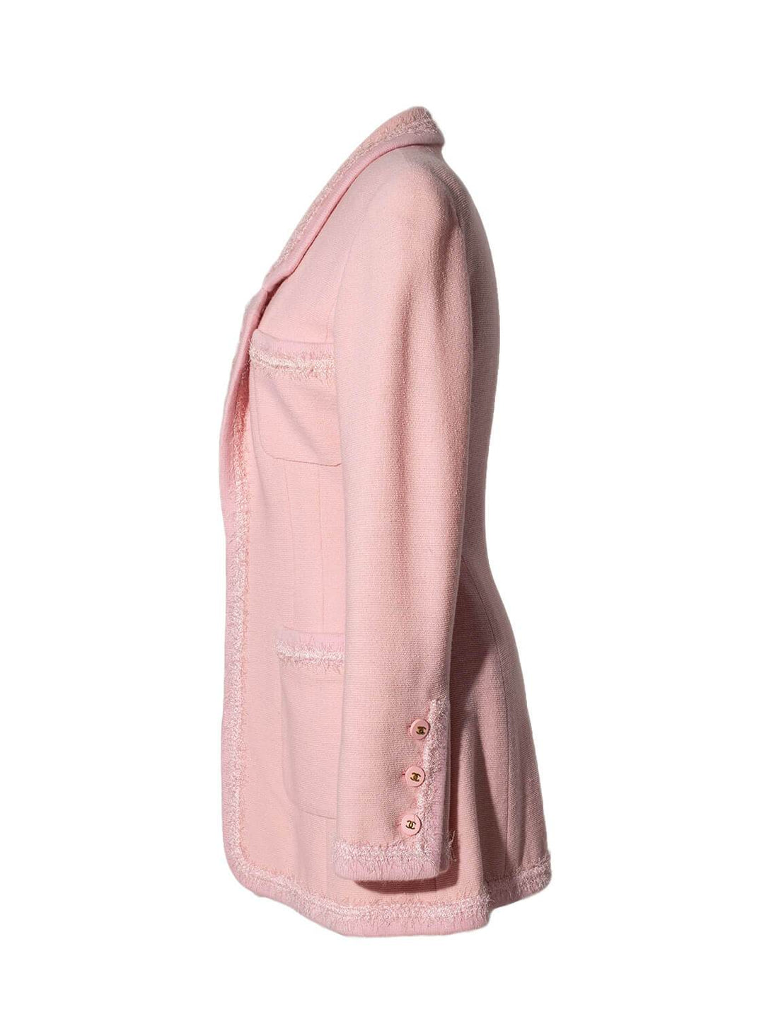 Top Quality Chanel Tweed Fringe Fitted Jacket Pink