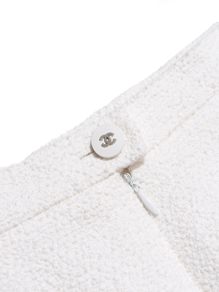 Top Quality Chanel Tweed Mini Skirt White