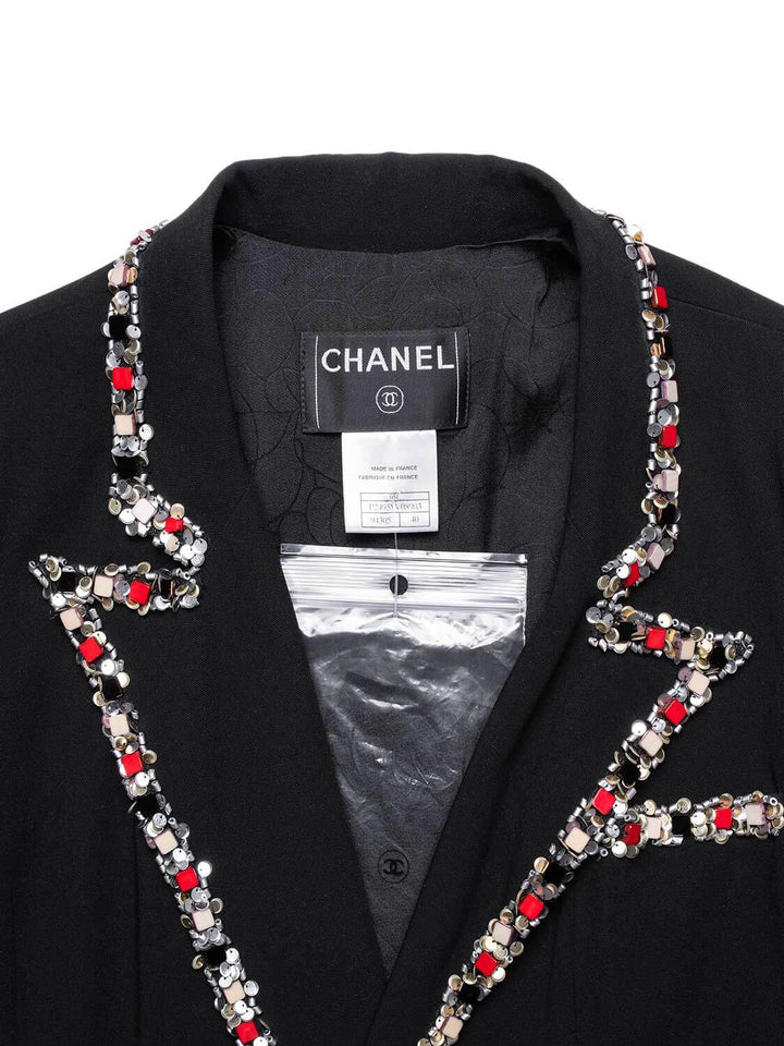 Top Quality Chanel Tweed Paris-Bombay Crest Beaded Jacket Black