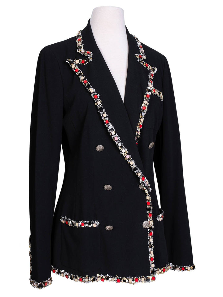 Top Quality Chanel Tweed Paris-Bombay Crest Beaded Jacket Black