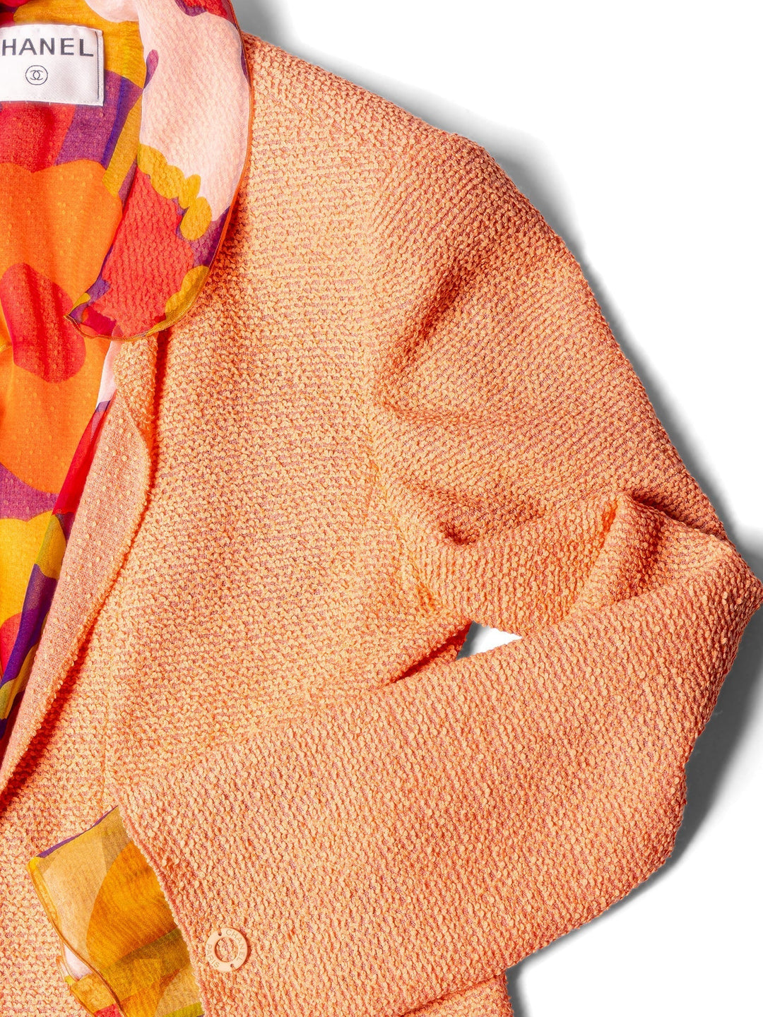 Top Quality Chanel Tweed Silk Fringe Jacket Orange