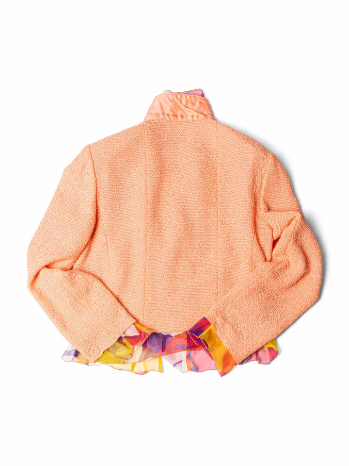 Top Quality Chanel Tweed Silk Fringe Jacket Orange