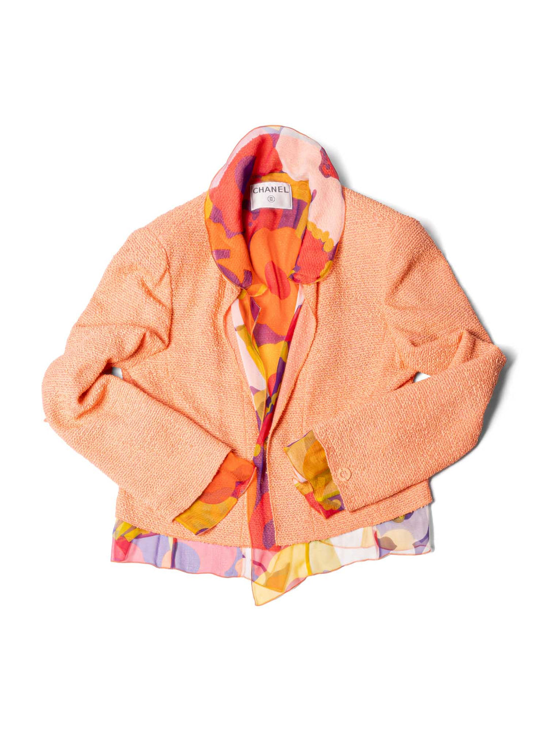 Top Quality Chanel Tweed Silk Fringe Jacket Orange