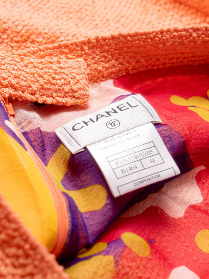 Top Quality Chanel Tweed Silk Fringe Skirt Orange