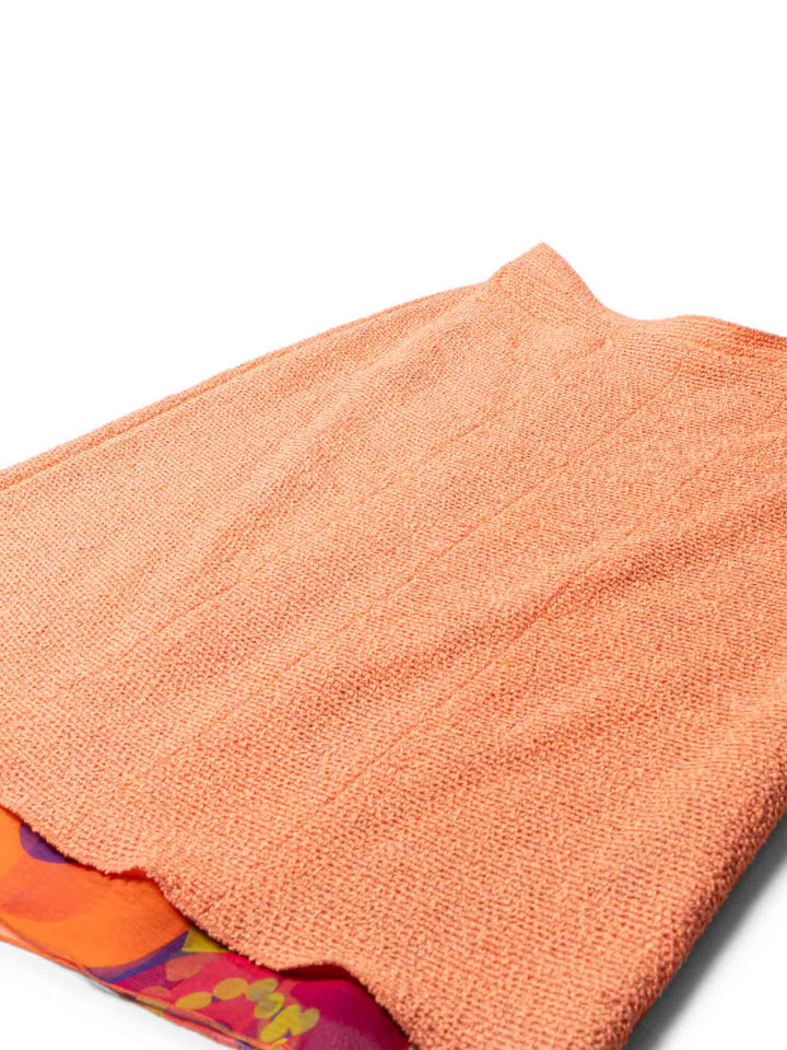 Top Quality Chanel Tweed Silk Fringe Skirt Orange