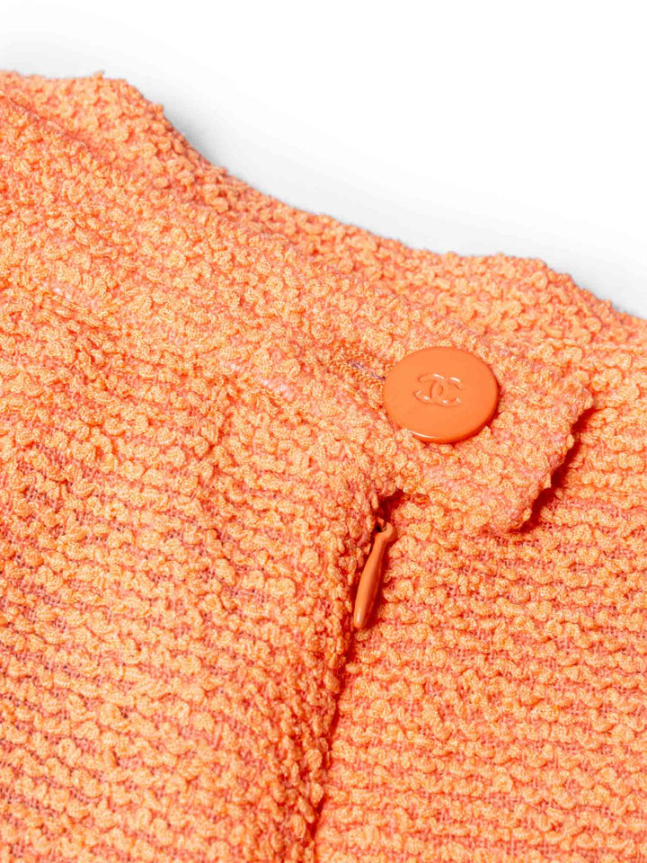 Top Quality Chanel Tweed Silk Fringe Skirt Orange