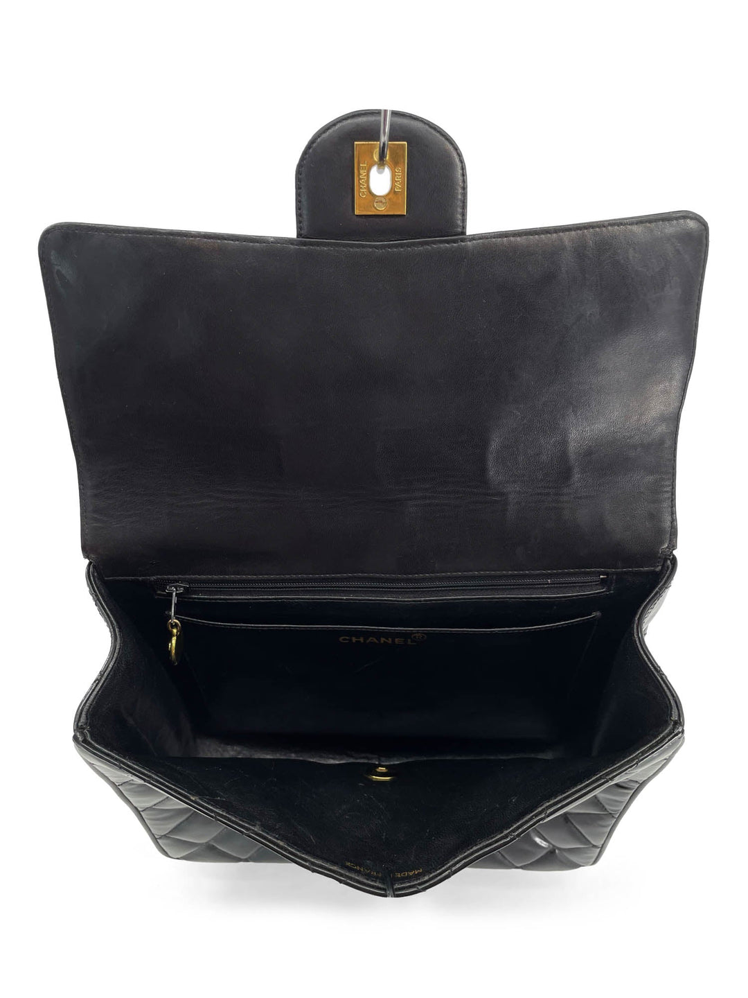 Top Quality Chanel Vintage 24k Gold CC Logo Patent Leather Backpack Black