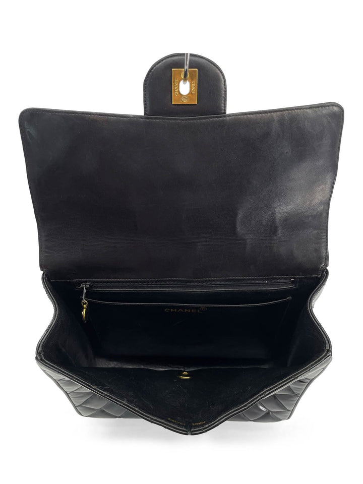 Top Quality Chanel Vintage 24k Gold CC Logo Patent Leather Backpack Black