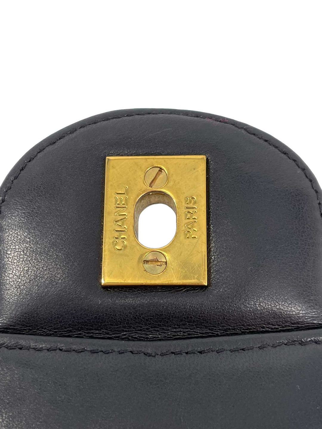 Top Quality Chanel Vintage 24k Gold CC Logo Patent Leather Backpack Black