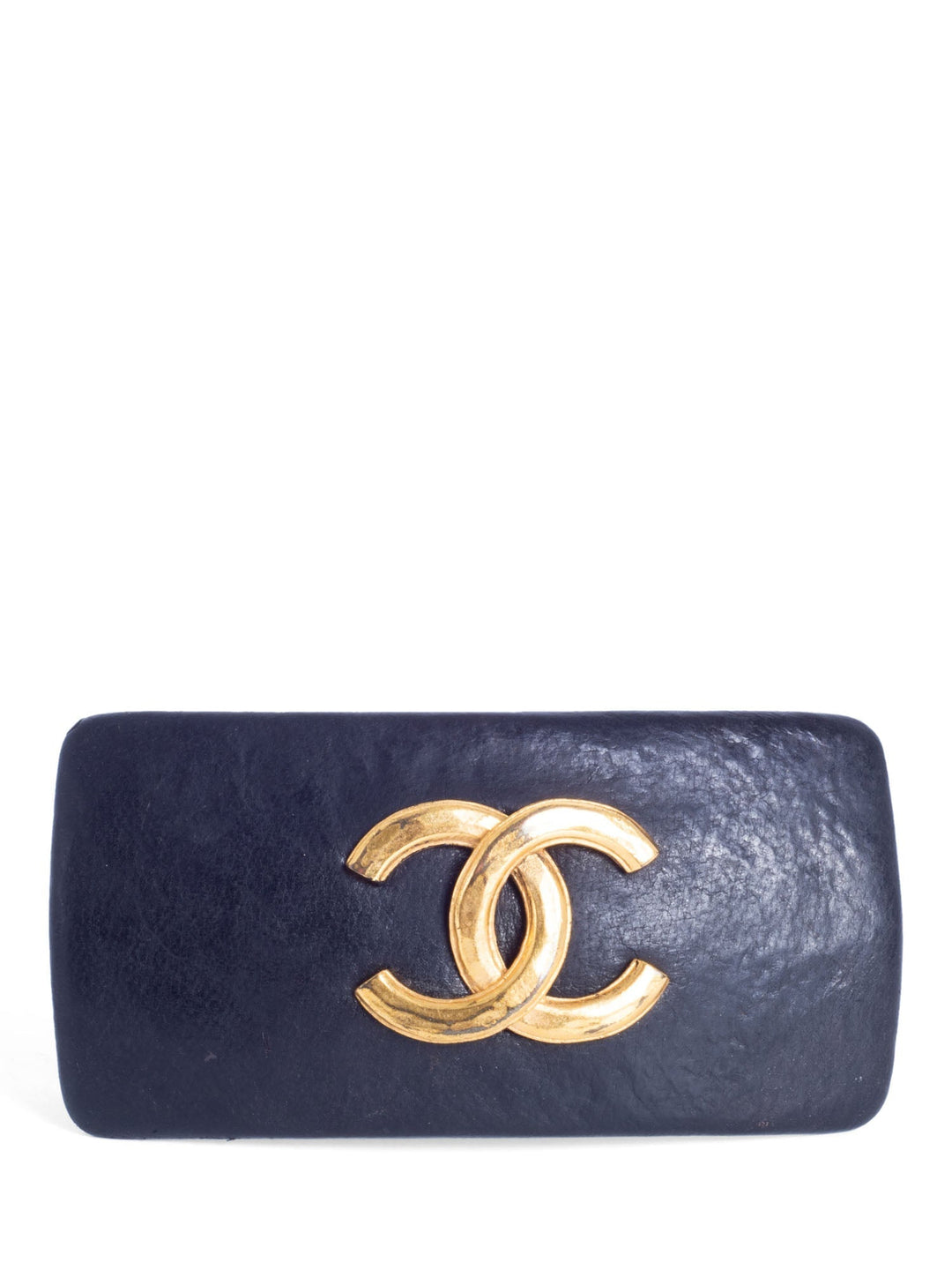 Top Quality Chanel Vintage CC Logo 24K Gold Hair Clip Black
