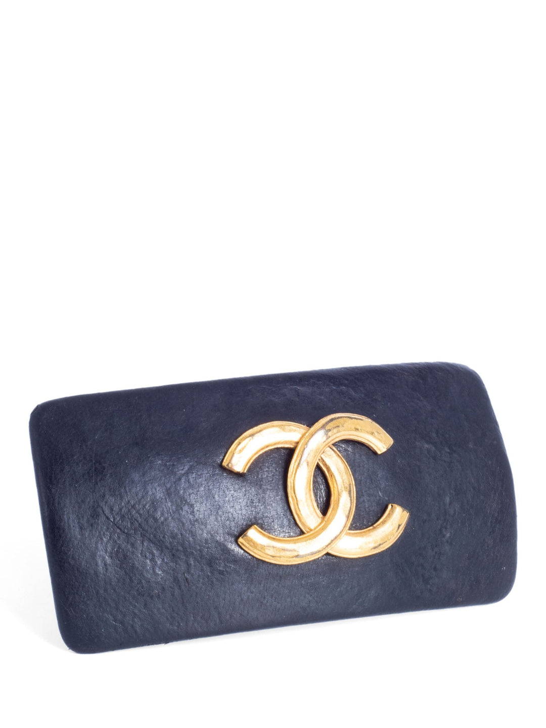Top Quality Chanel Vintage CC Logo 24K Gold Hair Clip Black