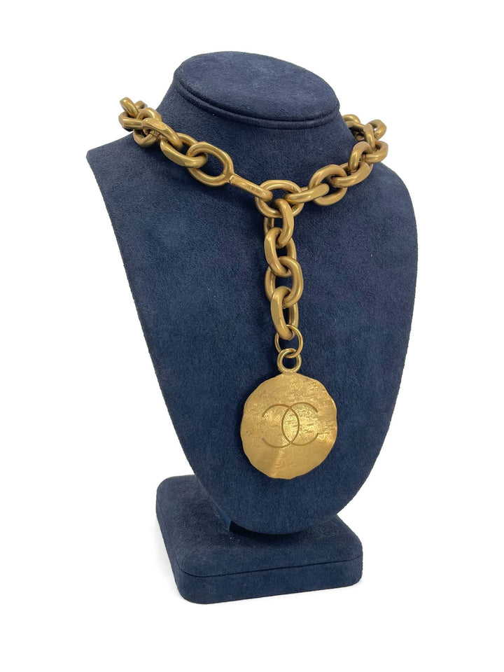 Top Quality Chanel Vintage CC Logo 24K Gold Plated Chunky Chain Necklace Belt Gold