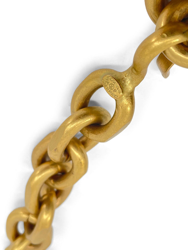 Top Quality Chanel Vintage CC Logo 24K Gold Plated Chunky Chain Necklace Belt Gold