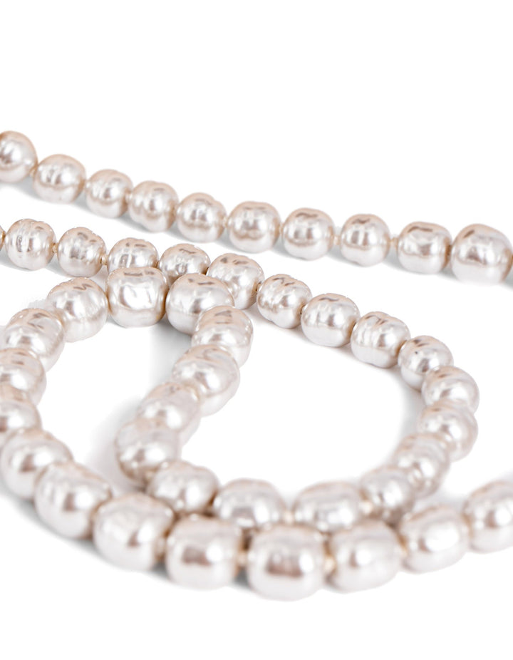 Top Quality Chanel Vintage CC Logo Pearl Long Necklace Grey