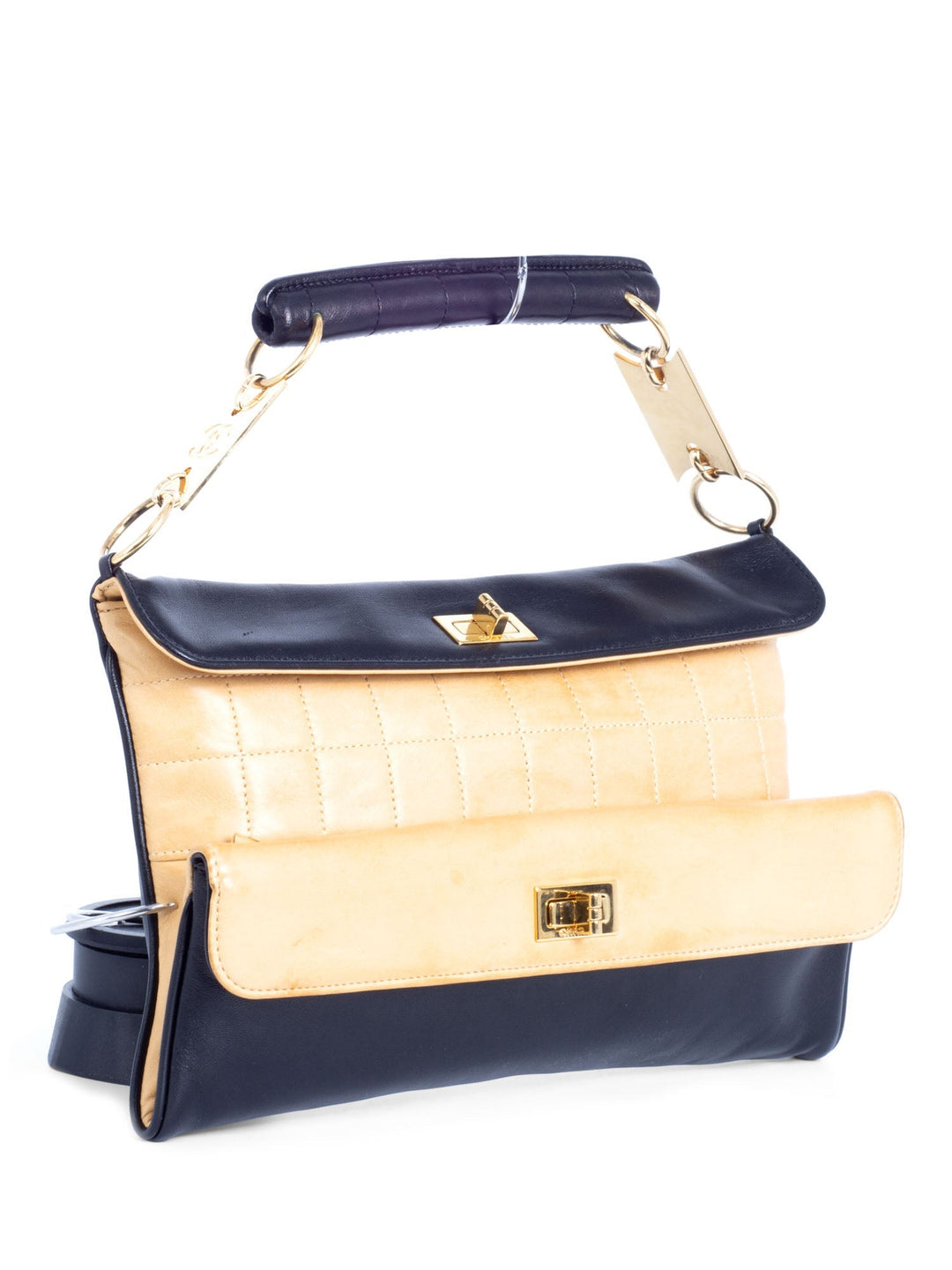 Top Quality Chanel Vintage CC Logo Quilted Leather Flap Bag Black Beige