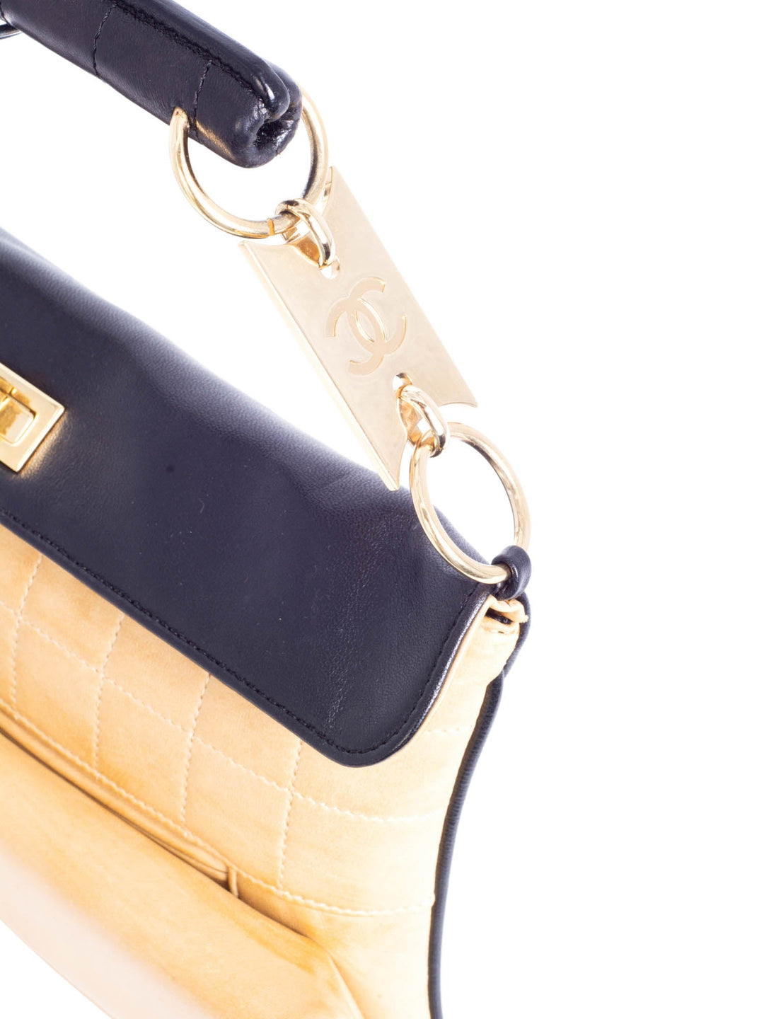 Top Quality Chanel Vintage CC Logo Quilted Leather Flap Bag Black Beige