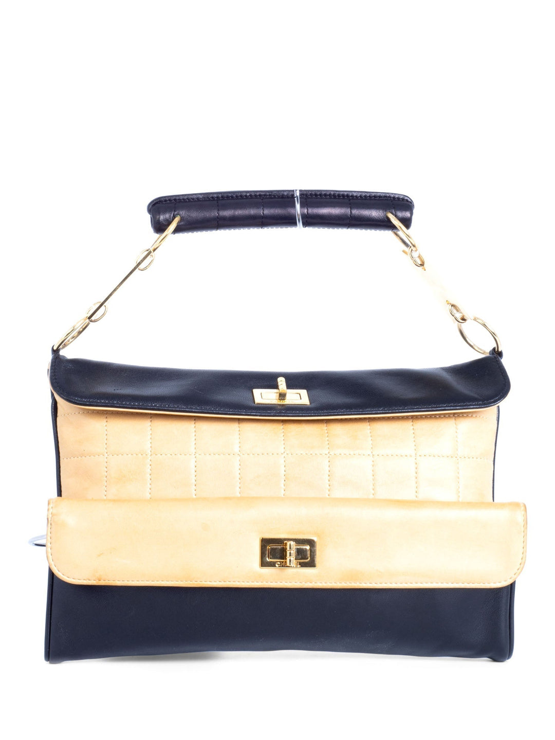Top Quality Chanel Vintage CC Logo Quilted Leather Flap Bag Black Beige