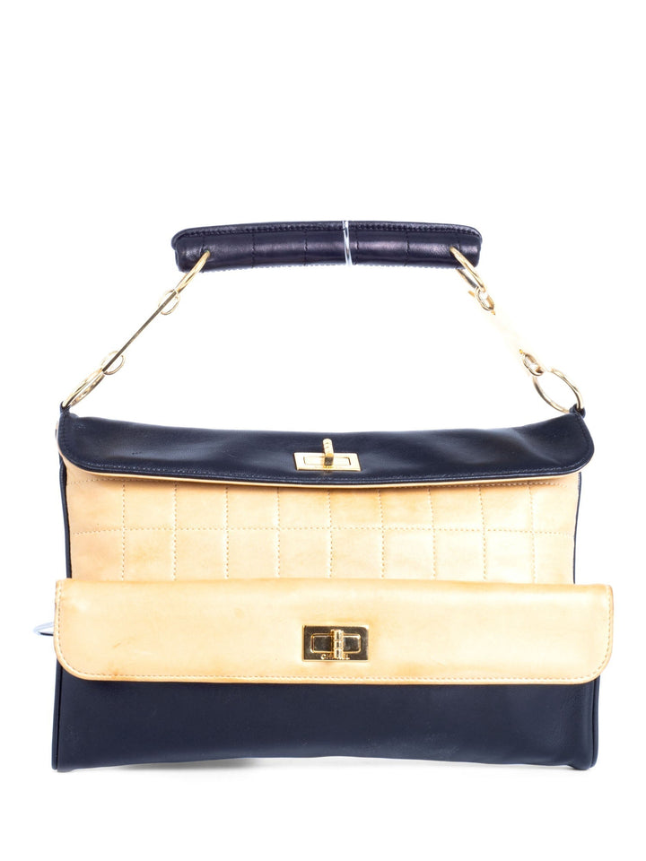 Top Quality Chanel Vintage CC Logo Quilted Leather Flap Bag Black Beige