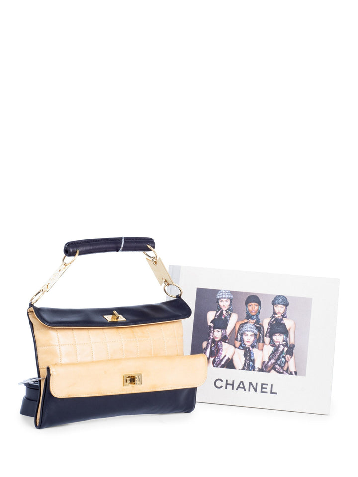Top Quality Chanel Vintage CC Logo Quilted Leather Flap Bag Black Beige