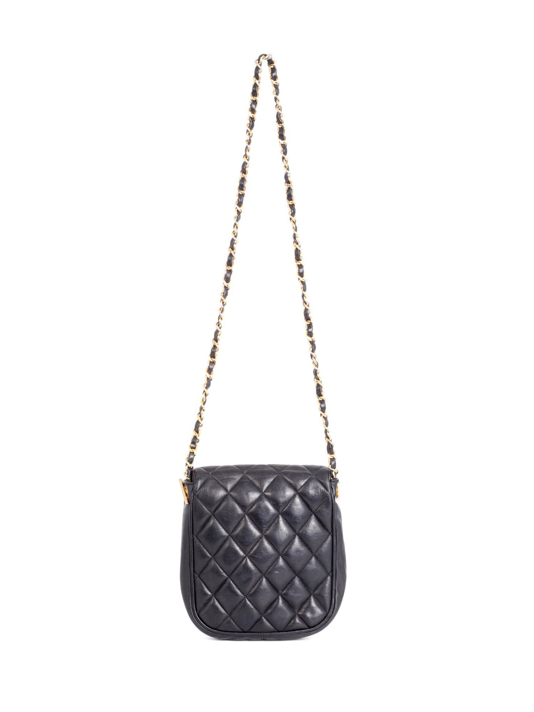 Top Quality Chanel Vintage CC Logo Quilted Leather Flap Messenger Bag Black
