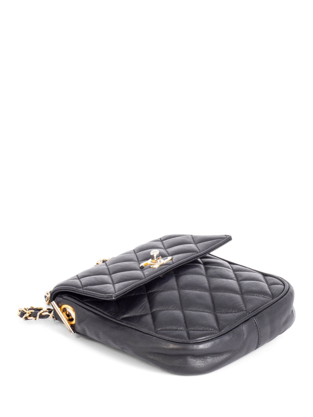 Top Quality Chanel Vintage CC Logo Quilted Leather Flap Messenger Bag Black