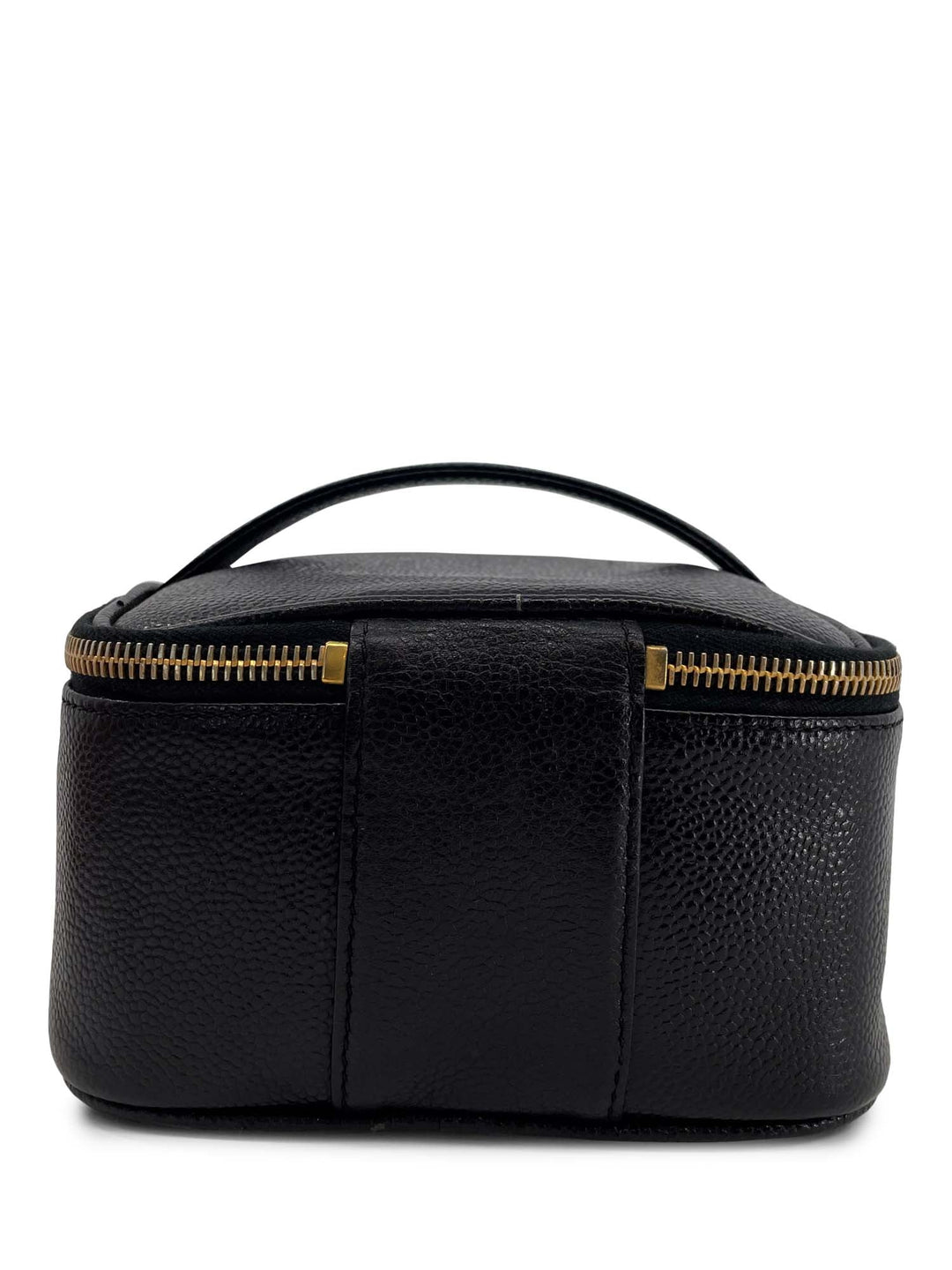 Top Quality Chanel Vintage Caviar Leather 24k CC Logo Vanity Top Handle Bag Black