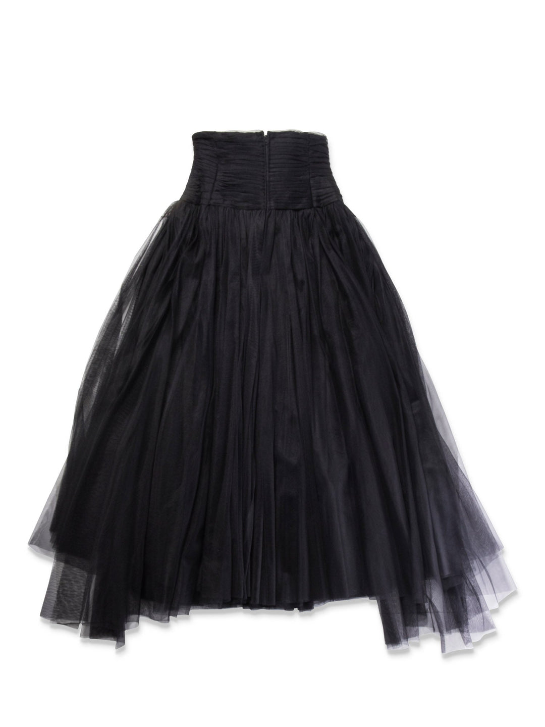 Top Quality Chanel Vintage Corset Tulle A-Line Pleated Maxi Skirt Black