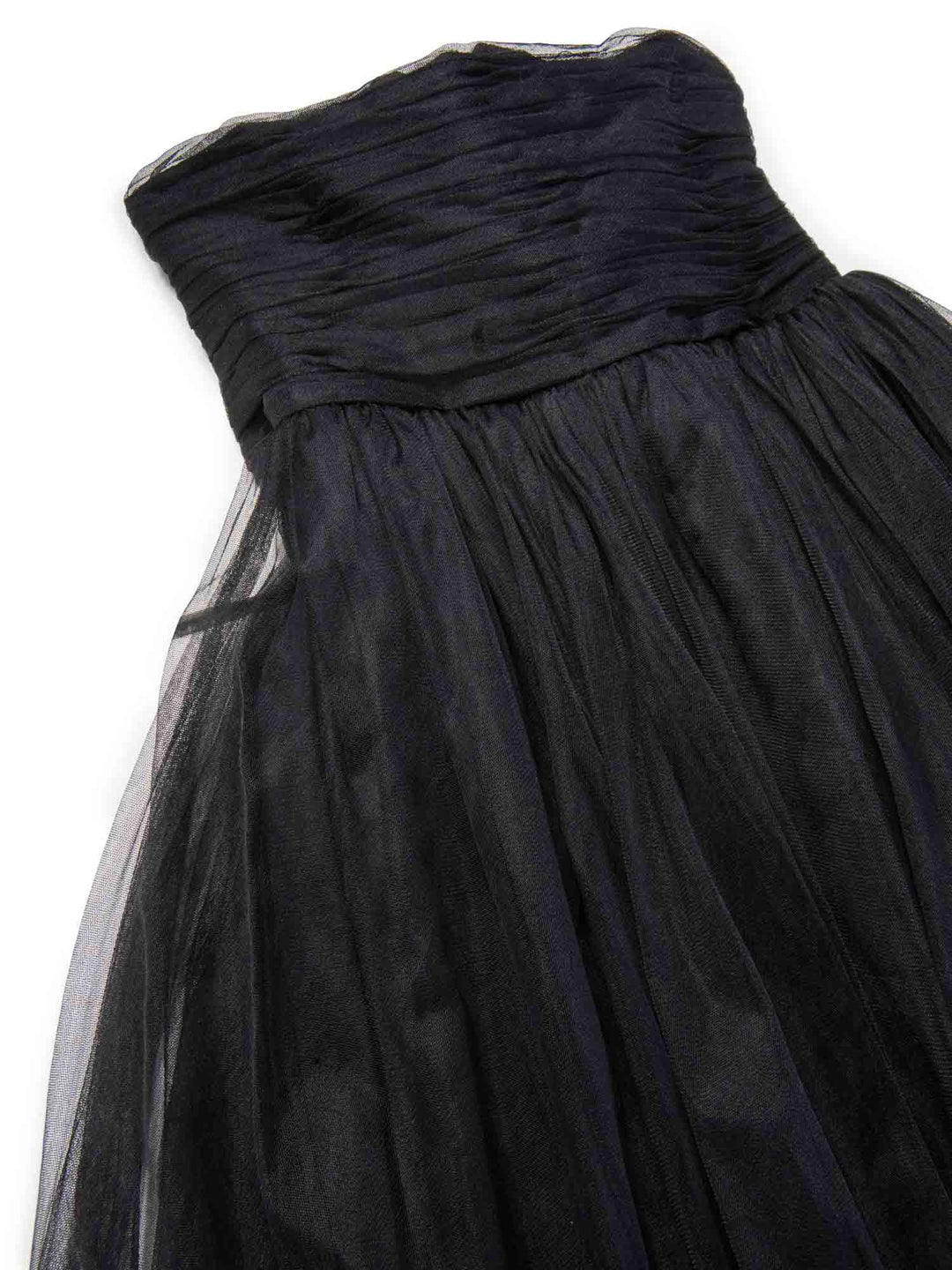 Top Quality Chanel Vintage Corset Tulle A-Line Pleated Maxi Skirt Black