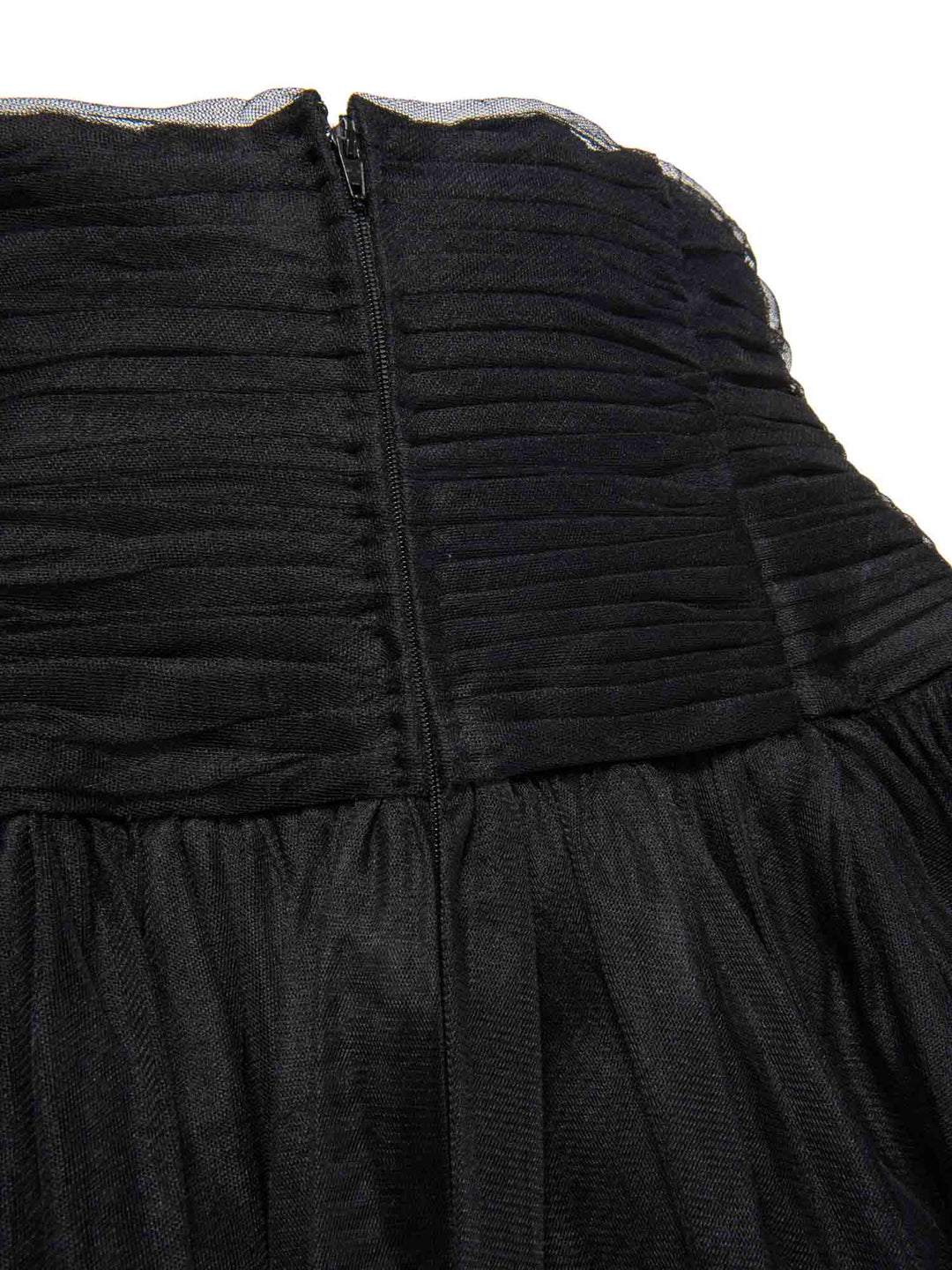 Top Quality Chanel Vintage Corset Tulle A-Line Pleated Maxi Skirt Black