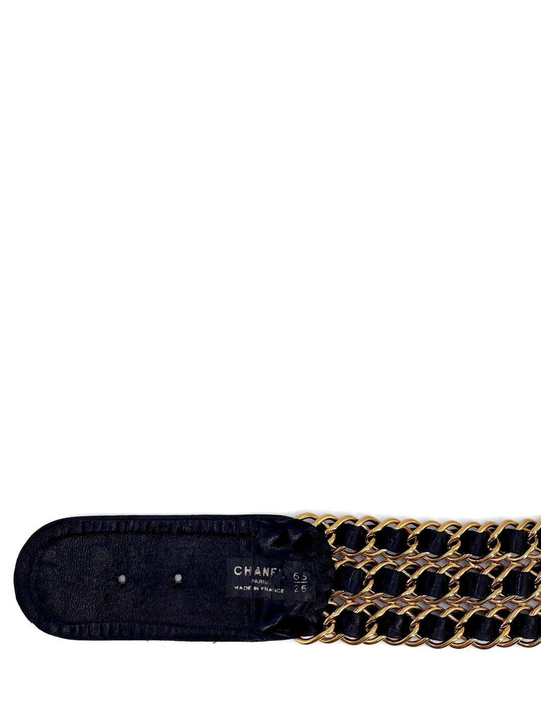 Top Quality Chanel Vintage Leather Gold Chain Link Belt Black