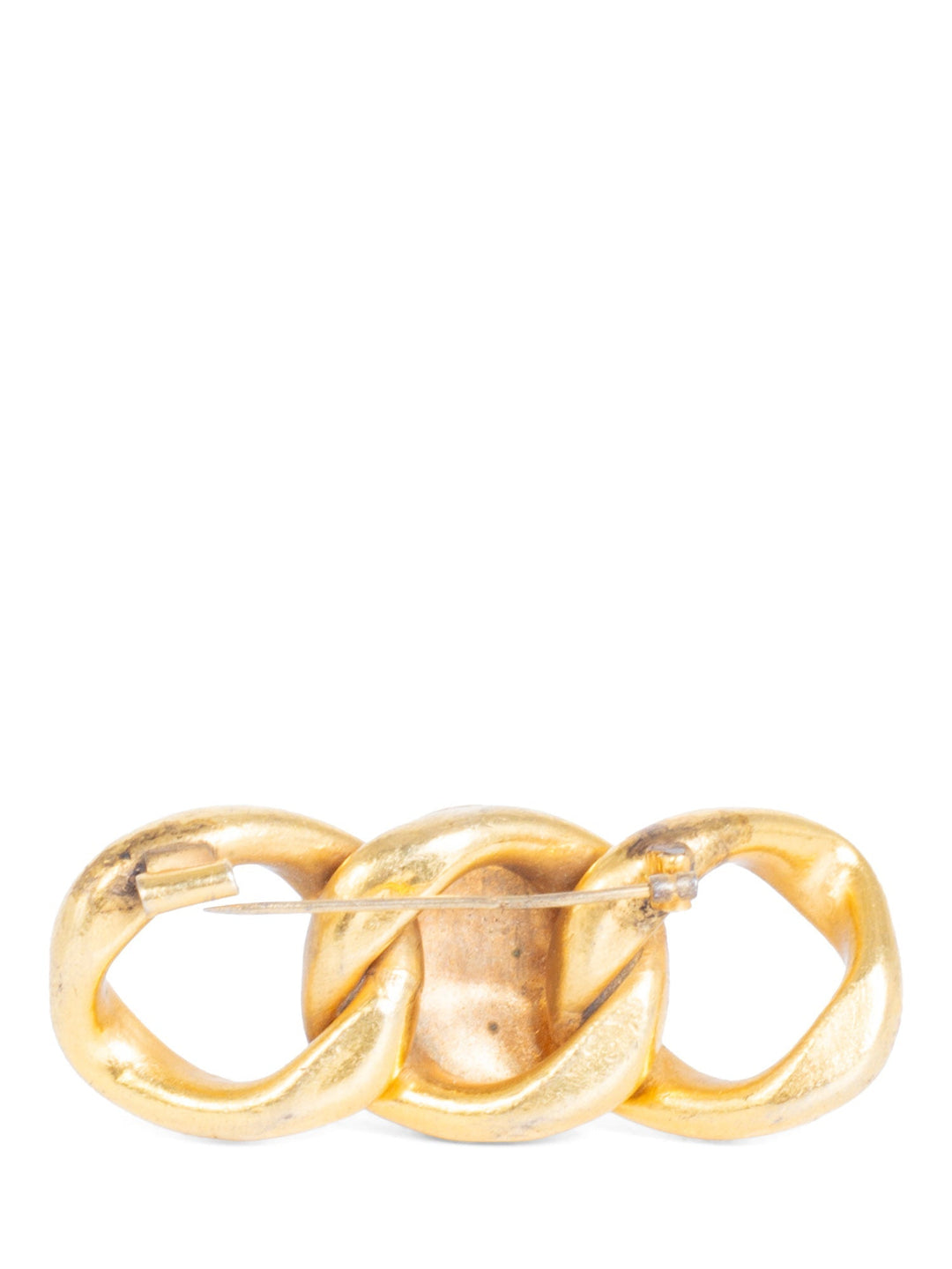 Top Quality Chanel Vintage Logo Chain Loop Medallion Brooch Pin Gold