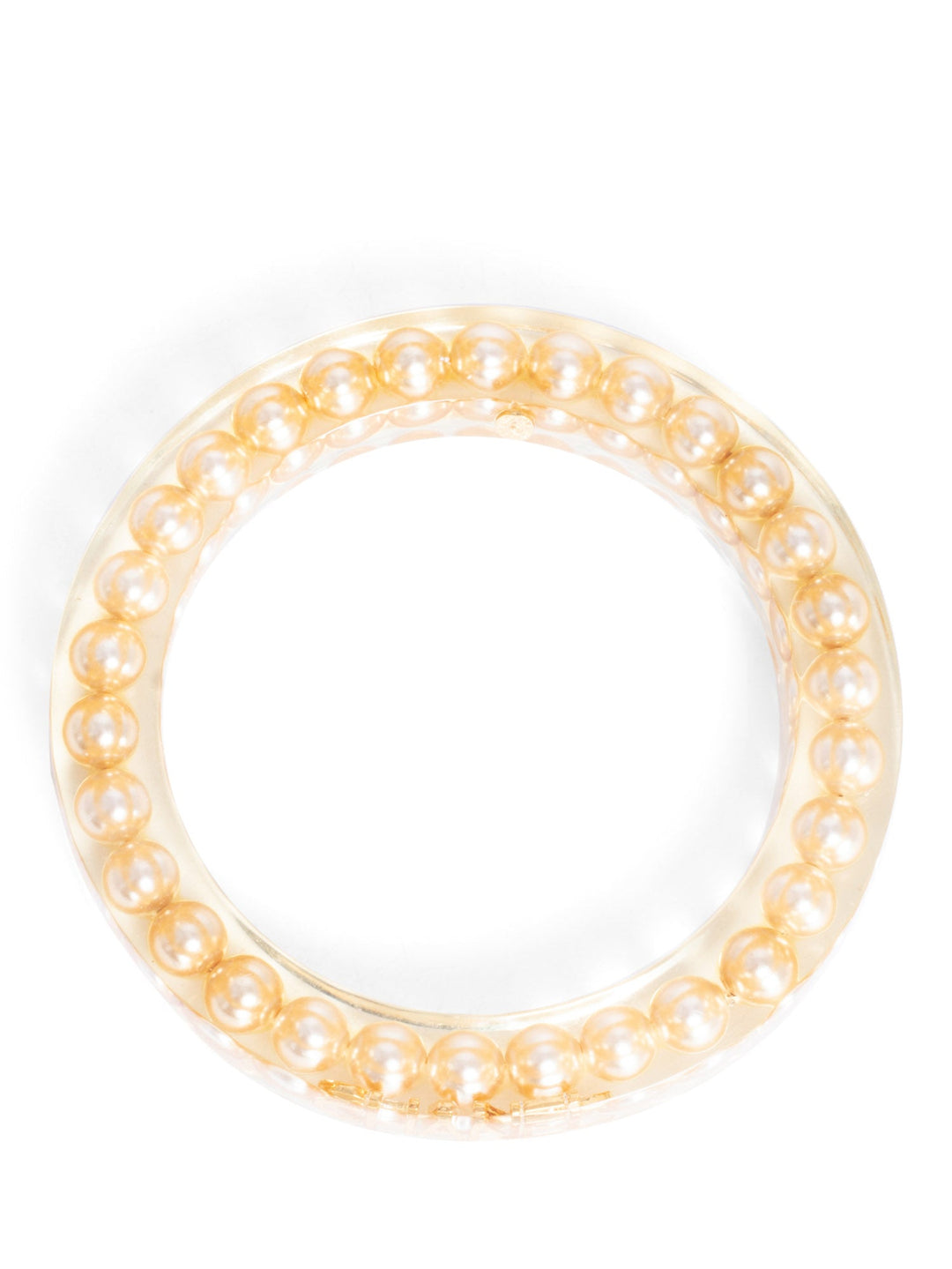 Top Quality Chanel Vintage Logo Pearl Bangle Bracelet Gold