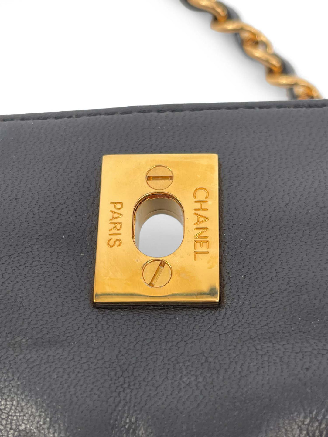 Top Quality Chanel Vintage  Patent Leather 24k Gold CC Logo Camera Bag Black