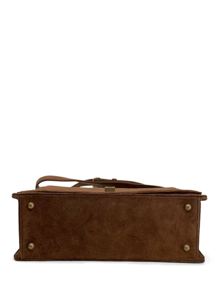 Top Quality Chanel Vintage Quilted Suede Flap Messenger Bag Brown
