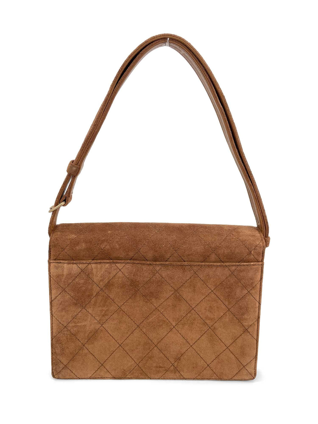 Top Quality Chanel Vintage Quilted Suede Flap Messenger Bag Brown