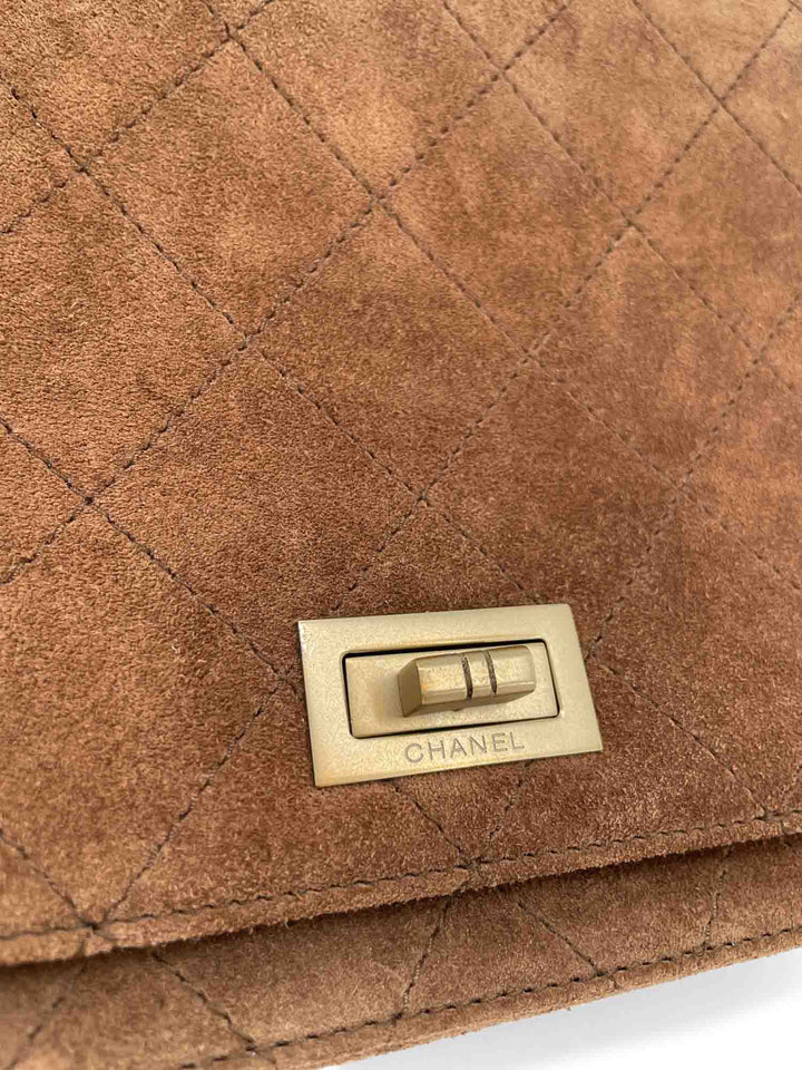 Top Quality Chanel Vintage Quilted Suede Flap Messenger Bag Brown
