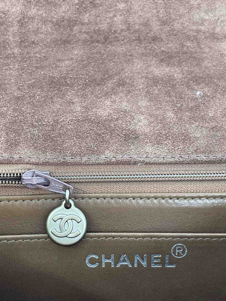 Top Quality Chanel Vintage Quilted Suede Flap Messenger Bag Brown