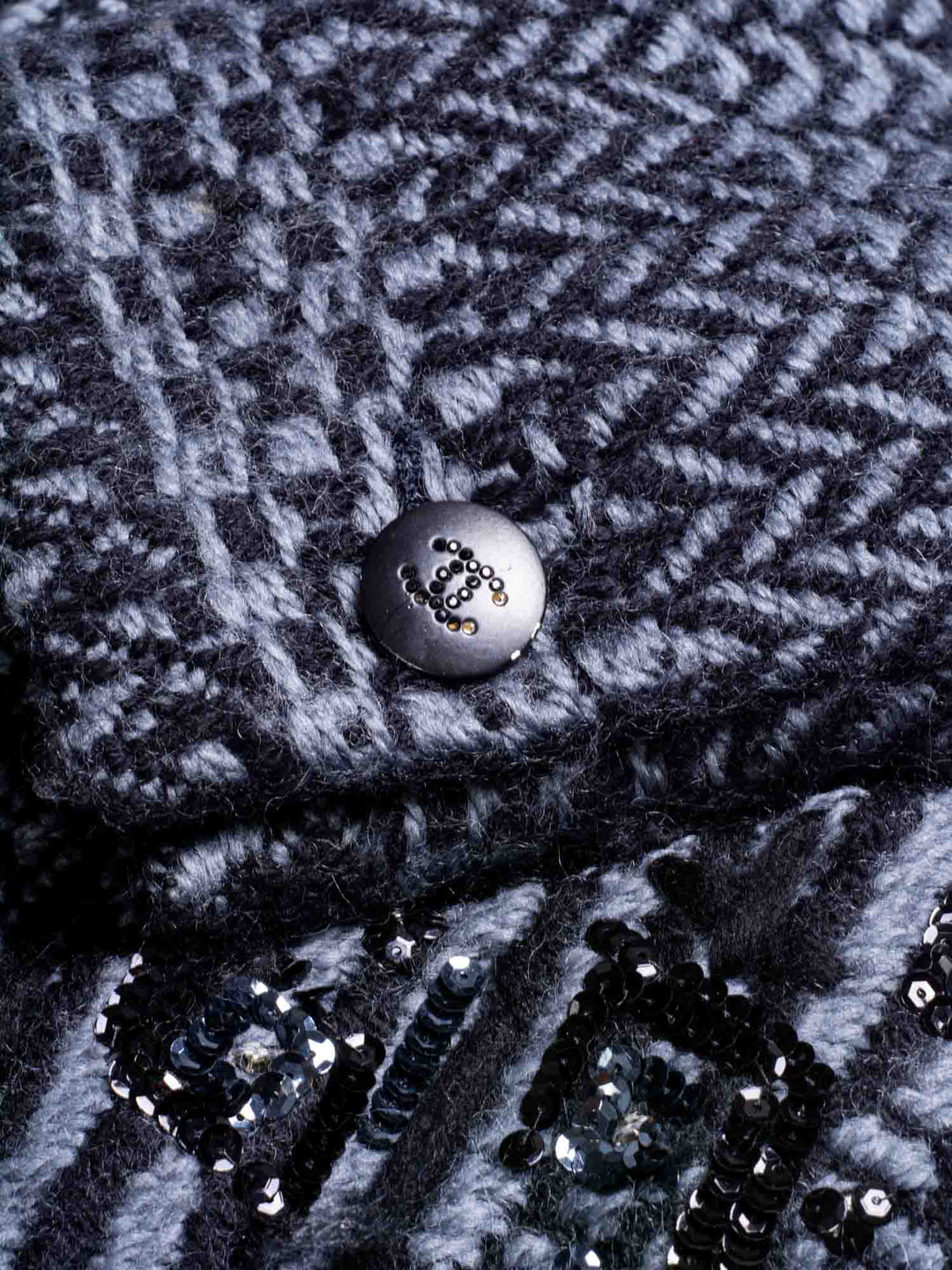 Top Quality Chanel Wool CC Logo Embroidered Belted Jacket Grey Black