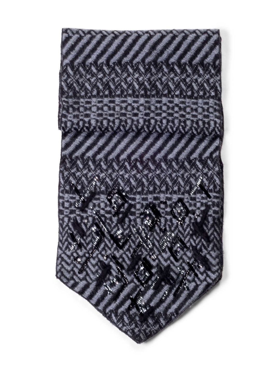Top Quality Chanel Wool Embroidered Scarf Grey Black