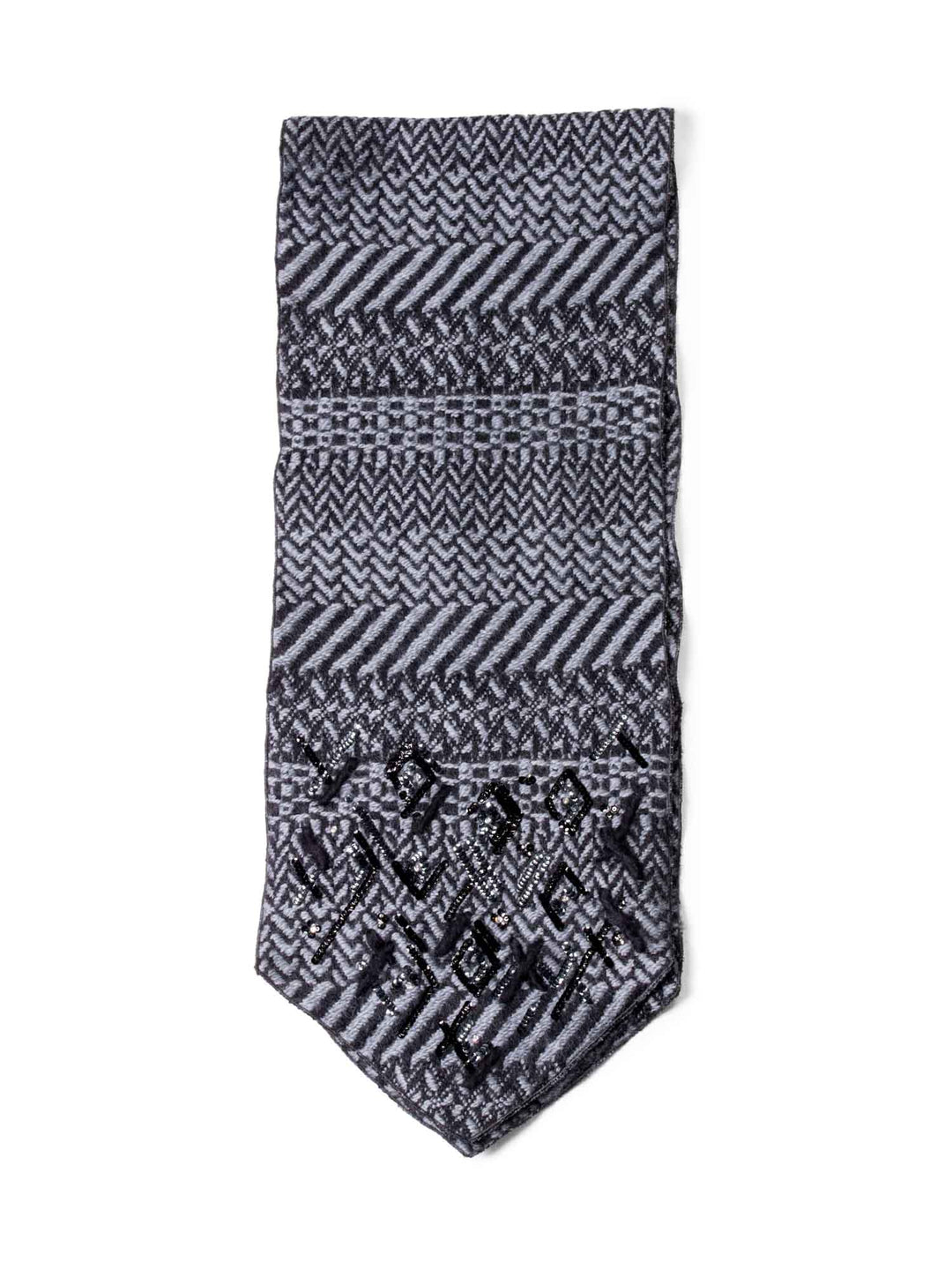 Top Quality Chanel Wool Embroidered Scarf Grey Black