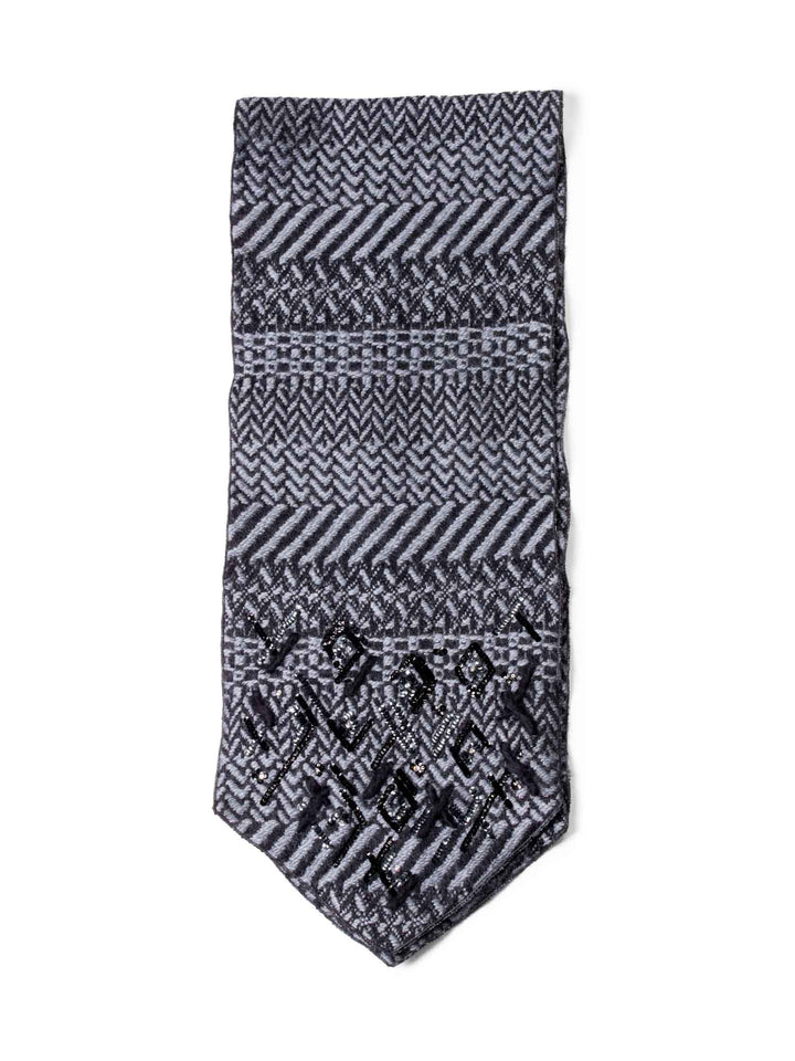 Top Quality Chanel Wool Embroidered Scarf Grey Black