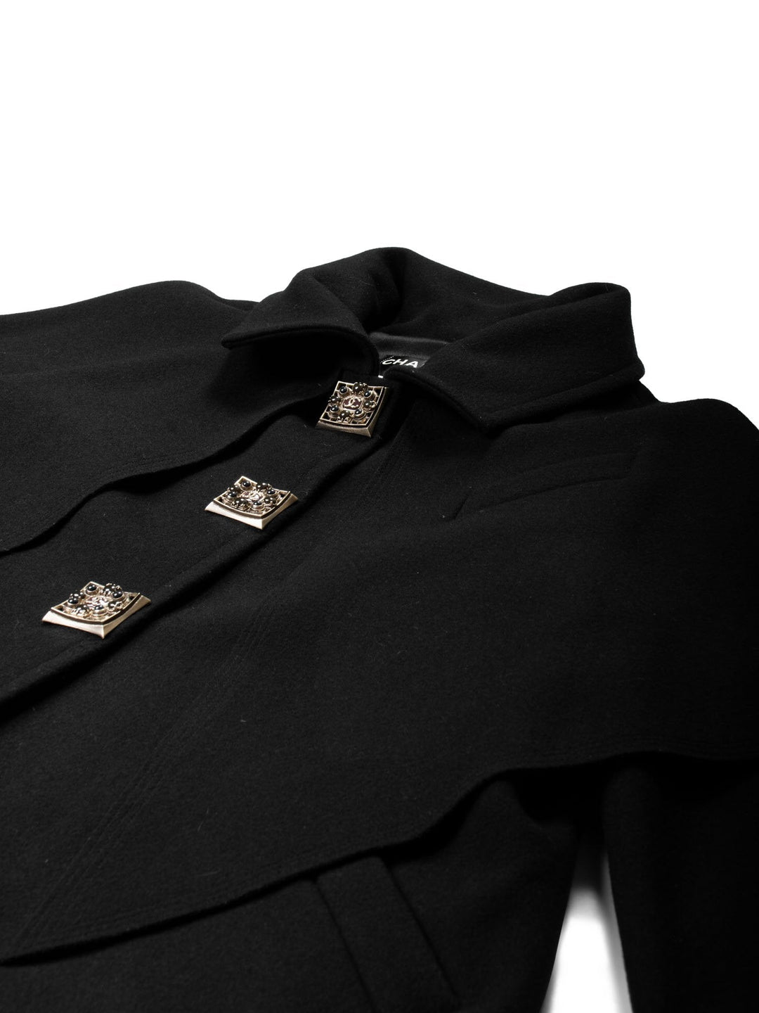 Top Quality Chanel Wool Paris Byzance Gripoix Coat Black