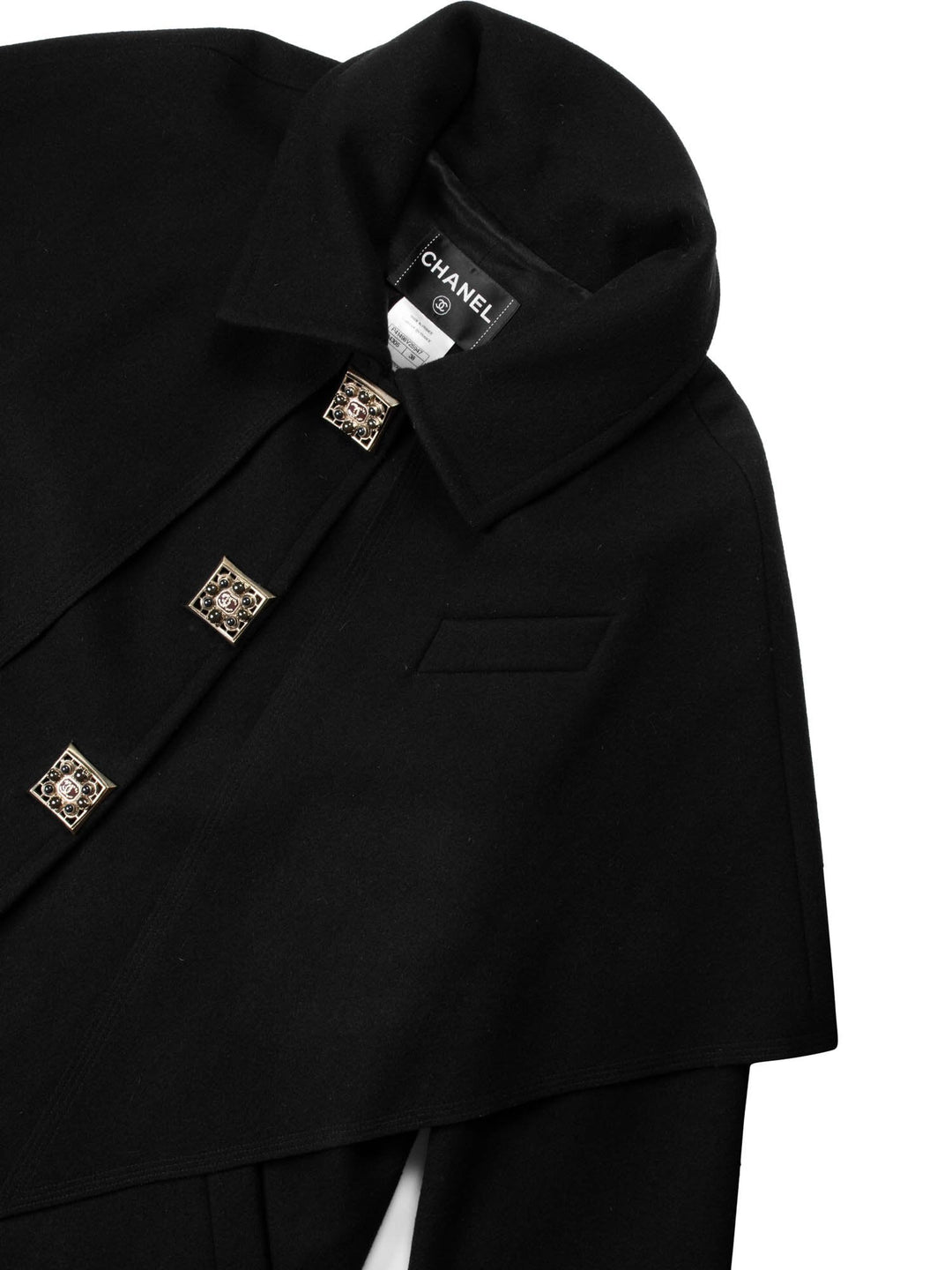 Top Quality Chanel Wool Paris Byzance Gripoix Coat Black