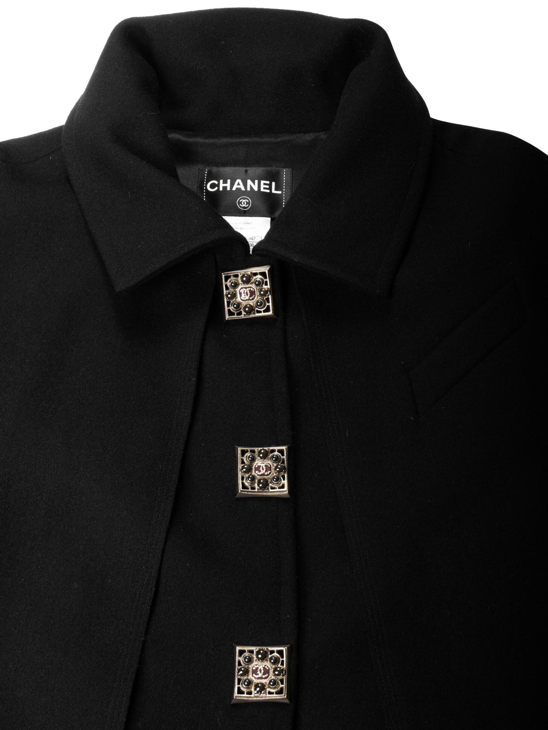 Top Quality Chanel Wool Paris Byzance Gripoix Coat Black